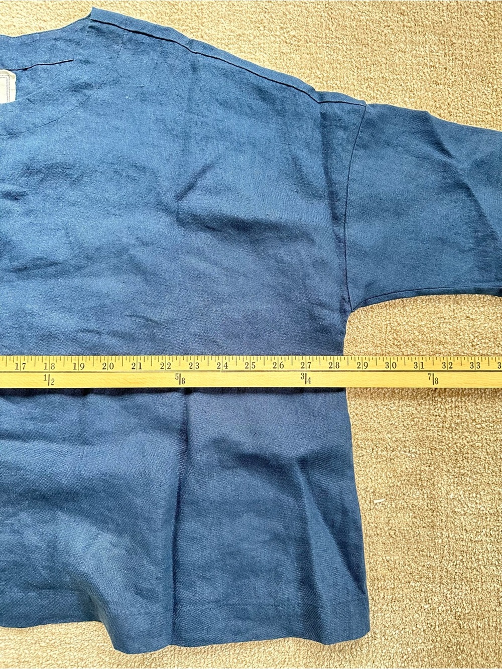 notPERFECTLINEN Deep Blue Short Sleeve Linen Tee - Picture 3 of 4